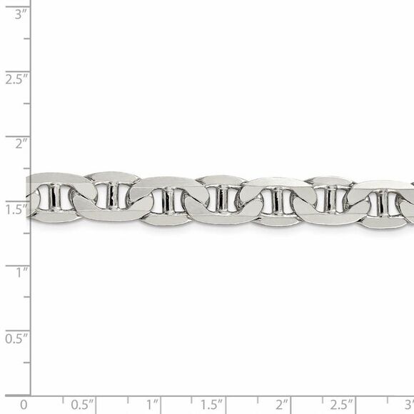 Men's 9.5mm, Sterling Silver, Solid Anchor Chain Necklace, 22 Inch